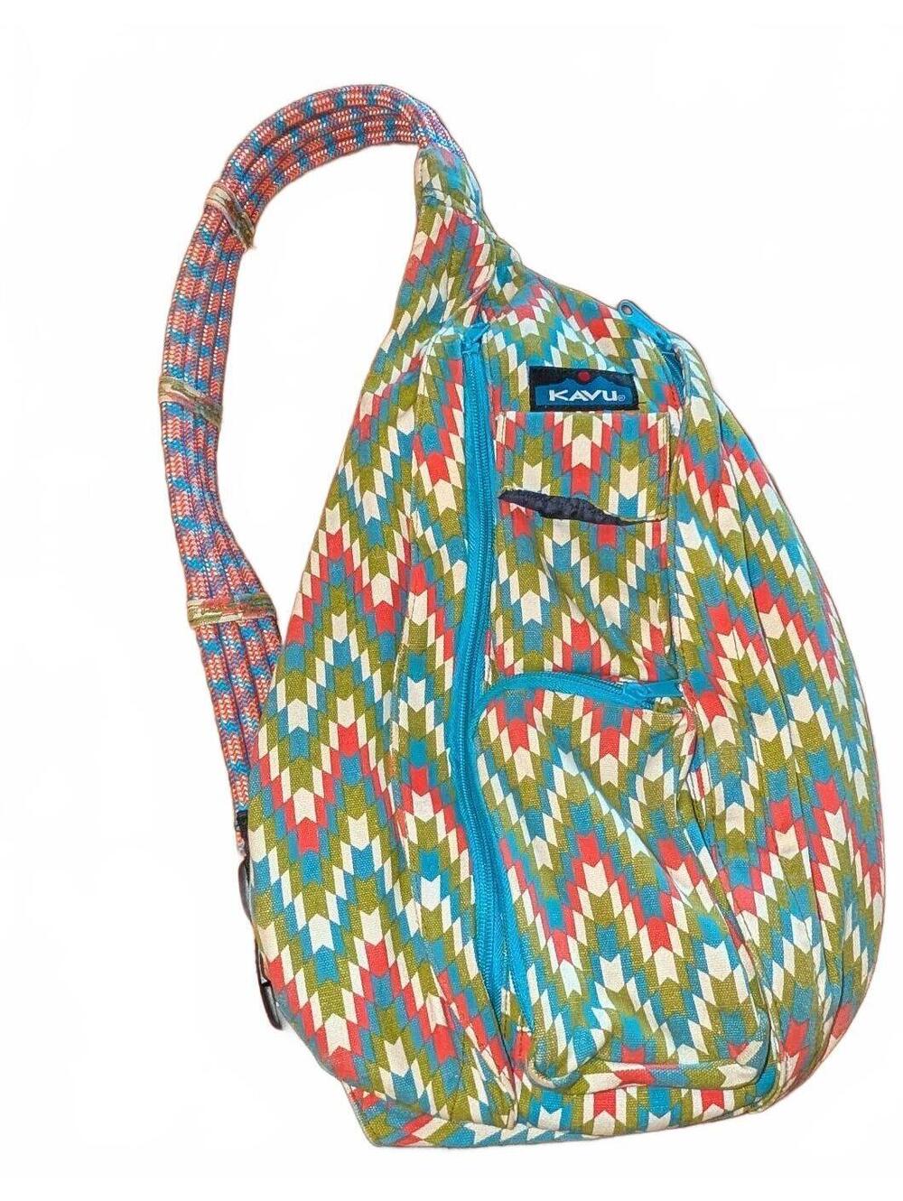 Kavu Rope Sling Bag in Multicolor Chevron Pattern